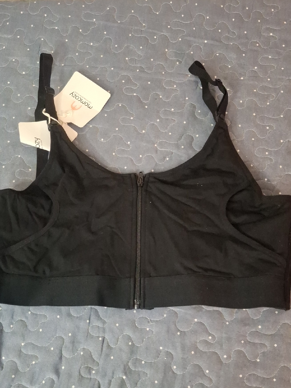 Momcozy Black Front-Zip Nursing Bra size medium NWT